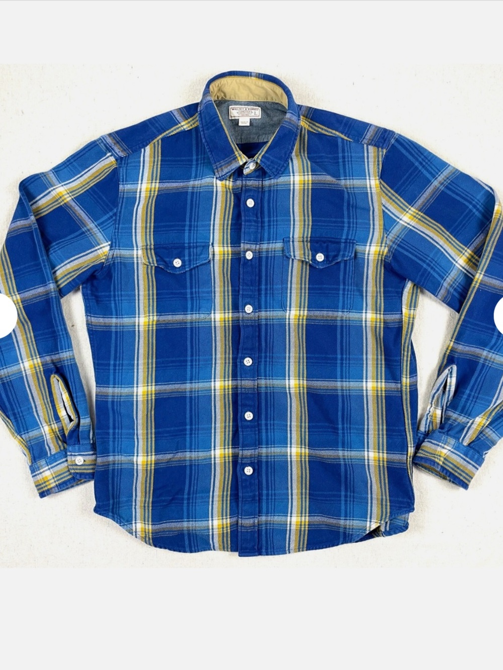 Wallace & Barnes / J. Crew blue plaid cotton button up shirt Size XS